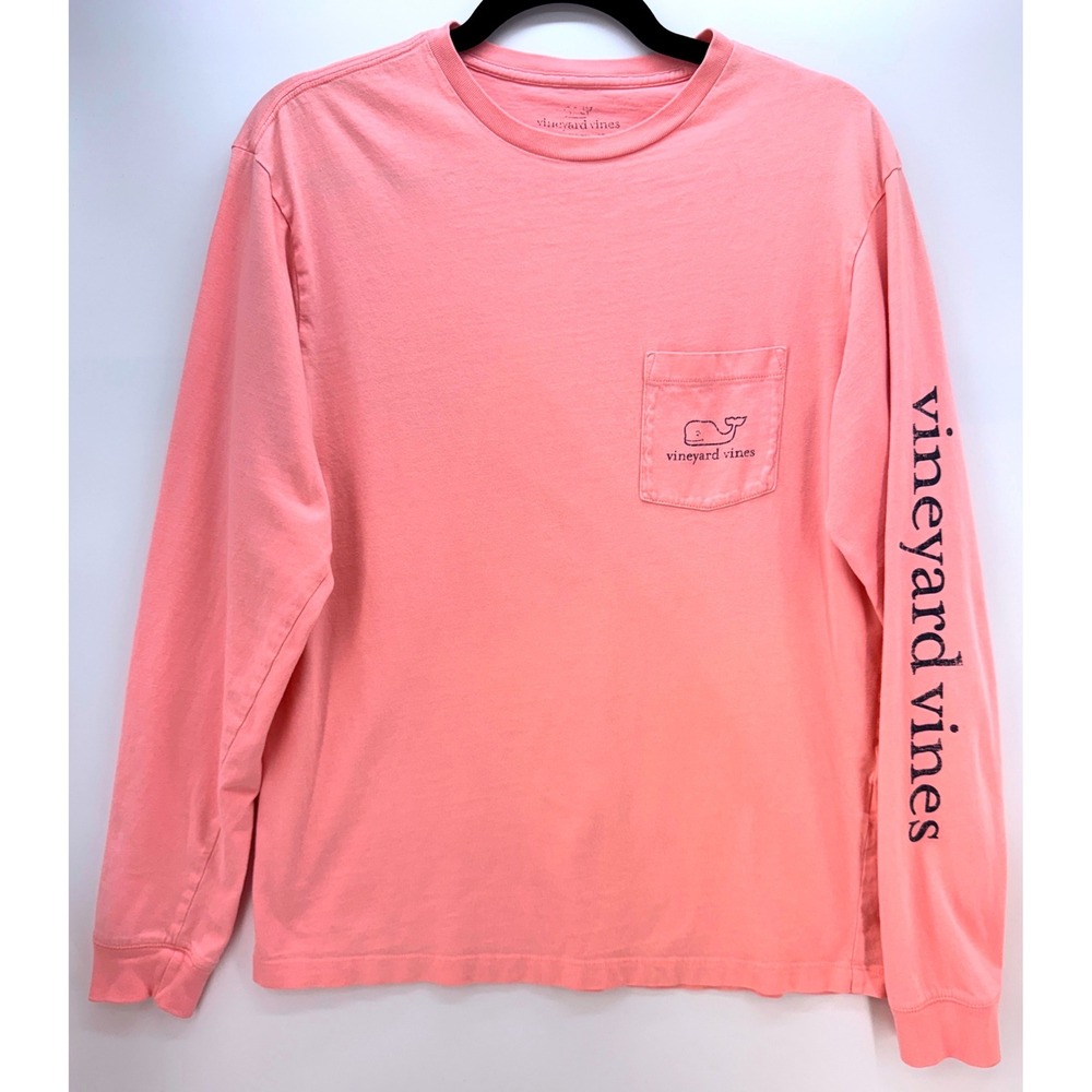 Vineyard Vines Long Sleeve Pocket Whale Logo Tee Sz XS Pink Preppy Coastal
